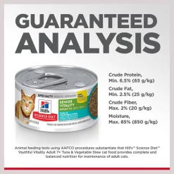 Hill's Science Diet Adult 7+ Senior Vitality Tuna & Vegetables Stew Canned Cat Food -Science Diet || Exotic Nutrition Sales 109373 PT6. SY630 V1597959372