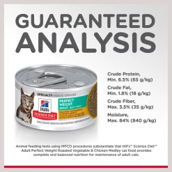Hill's Science Diet Adult Perfect Weight Roasted Vegetable & Chicken Medley Canned Cat Food -Science Diet || Exotic Nutrition Sales 109440 PT7. SY630 V1609377764