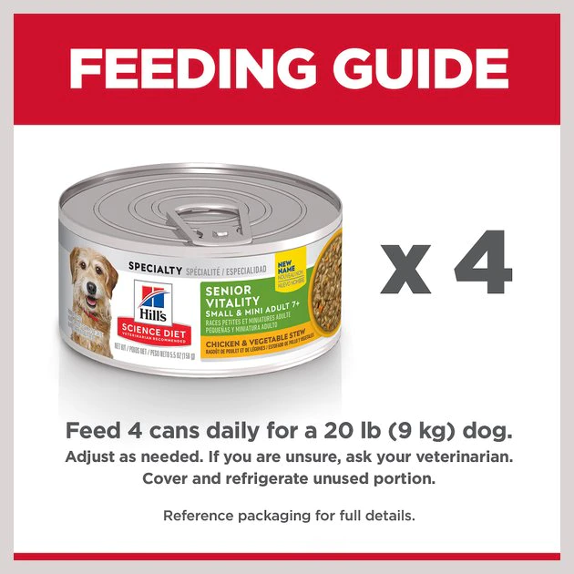 Hill's Science Diet Adult 7+ Small & Mini Senior Vitality Chicken & Vegetable Stew Canned Dog Food 7 Hill's Science Diet Adult 7+ Small & Mini Senior Vitality Chicken & Vegetable Stew Canned Dog Food - Image 7