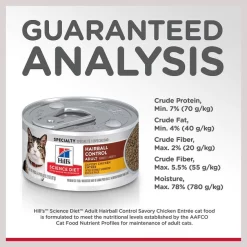 Hill's Science Diet Adult Hairball Control Savory Chicken Entree Canned Cat Food -Science Diet || Exotic Nutrition Sales 110293 PT6. SY630 V1598143582