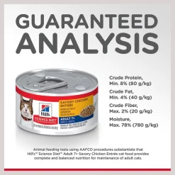 Hill's Science Diet Adult 7+ Savory Chicken Entree Canned Cat Food 15 Hill's Science Diet Adult 7+ Savory Chicken Entree Canned Cat Food -Science Diet || Exotic Nutrition Sales 110295 PT6. SY630 V1598142072