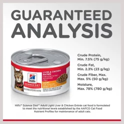 Hill's Science Diet Adult Light Liver & Chicken Entree Canned Cat Food -Science Diet || Exotic Nutrition Sales 110298 PT6. SY630 V1598142971