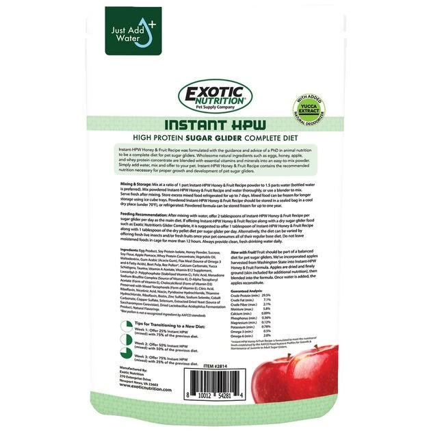 Exotic Nutrition Instant-HPW Honey & Fruit Sugar Glider Food 2 Exotic Nutrition Instant-HPW Honey & Fruit Sugar Glider Food - Image 2
