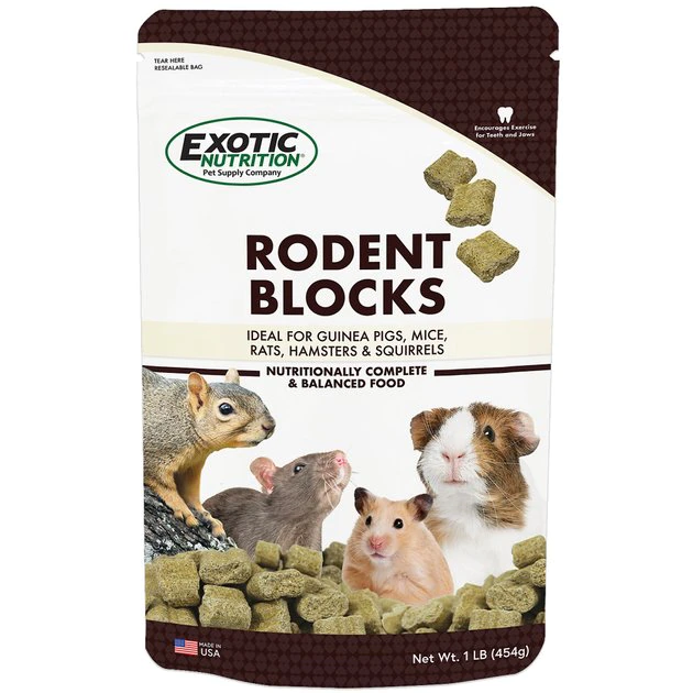 Exotic Nutrition Rodent Blocks Small Animal Food, 1-lb bag 1 Exotic Nutrition Rodent Blocks Small Animal Food, 1-lb bag