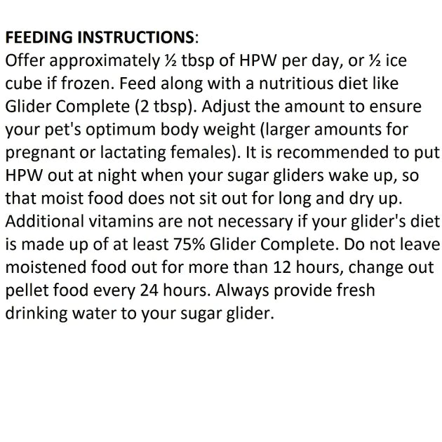 Exotic Nutrition HPW Fruit & Veggie Sugar Glider Food, 12-oz jar 6 Exotic Nutrition HPW Fruit & Veggie Sugar Glider Food, 12-oz jar - Image 6