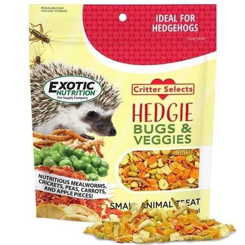 Exotic Nutrition Critter Selects Hedgie Bugs & Veggies Hedgehog Treats, 2.75-oz bag 1 Exotic Nutrition Critter Selects Hedgie Bugs & Veggies Hedgehog Treats, 2.75-oz bag