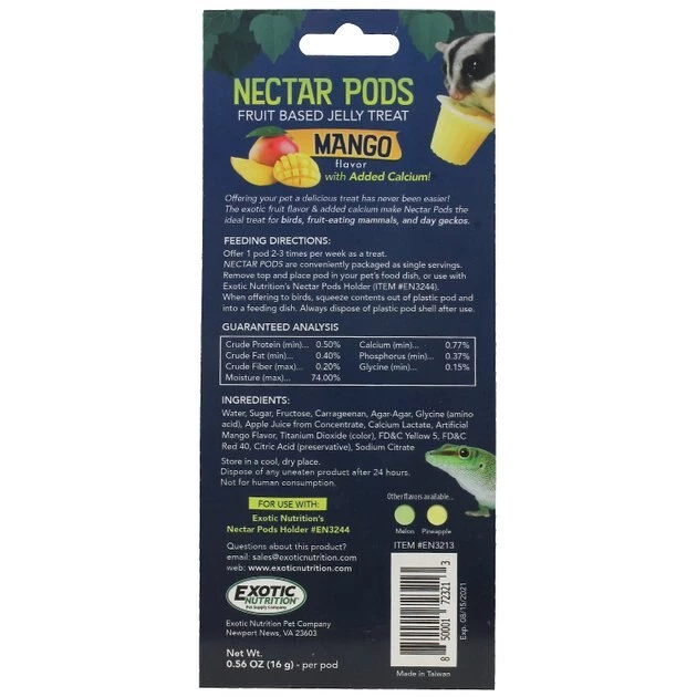 Exotic Nutrition Nectar Pods Mango Flavor Sugar Glider Treats, 8 count 3 Exotic Nutrition Nectar Pods Mango Flavor Sugar Glider Treats, 8 count - Image 3