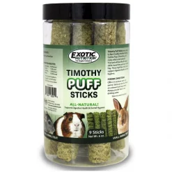 Exotic Nutrition Timothy Puff Sticks Rabbit Treats, 9 count