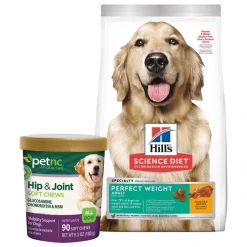PetNC Natural Care||Hill's Science Diet PetNC Natural Care Hip & Joint Mobility Support Soft Chews Dog Supplement, 90 count & Hill's Science Diet Adult Perfect Weight Chicken Recipe Dry Dog Food, 28.5 lb bag