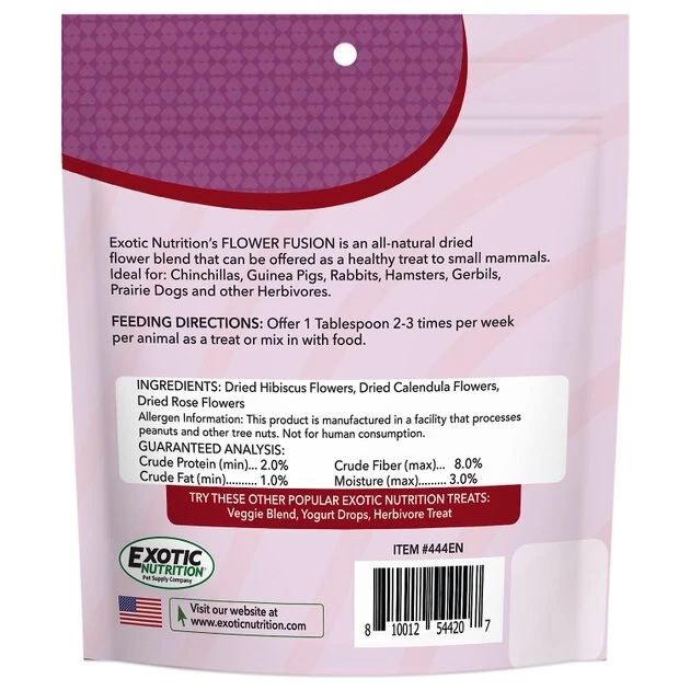 Exotic Nutrition Flower Fusion Small Pet Treats, 0.88-oz bag 2 Exotic Nutrition Flower Fusion Small Pet Treats, 0.88-oz bag - Image 2