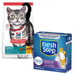Hill's Science Diet||Fresh Step Hill's Science Diet Adult Indoor Chicken Recipe Dry Food + Fresh Step Multi-Cat Scented Clumping Clay Cat Litter