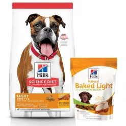 Hill's Science Diet||Hill's Hill's Science Diet Adult Light With Chicken Meal & Barley Dry Food + Hill's Natural Baked Light Biscuits with Real Chicken Dog Treats, Medium