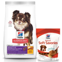 Hill's Science Diet||Hill's Hill's Science Diet Adult Sensitive Stomach & Skin Small & Mini Breed Chicken Recipe Dry Food + Hill's Natural Soft Savories with Peanut Butter & Banana Dog Treats
