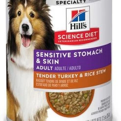 Hill's Science Diet Adult Sensitive Stomach & Skin Small & Mini Breed Chicken Recipe Dry Food, 15-lb bag + Tender Turkey & Rice Stew Canned Dog Food -Science Diet || Exotic Nutrition Sales 293216 PT4. SY630 V1619995021