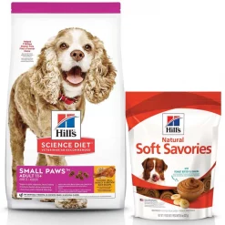 Hill's Science Diet||Hill's Hill's Science Diet Adult 11+ Small Paws Chicken Meal, Barley & Brown Rice Recipe Dry Dog Food, 15.5-lb bag + Hill's Natural Soft Savories with Peanut Butter & Banana Dog Treats, 8-oz bag