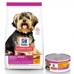 Hill's Science Diet Adult Small Paws Chicken Meal & Rice Recipe Dry Dog Food, 4.5-lb bag + Hill's Science Diet Adult Small Paws Chicken & Barley Entree Canned Dog Food, 5.8-oz, case of 24