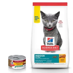 Hill's Science Diet Kitten Healthy Cuisine Roasted Chicken & Rice Medley Canned Cat Food, 2.8-oz, case of 24 + Hill's Science Diet Indoor Kitten Dry Cat Food, 7-lb bag