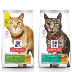 Hill's Science Diet 7+ Senior Vitality Chicken Recipe, 13-lb bag + Perfect Weight Chicken Recipe Dry Cat Food, 15-lb bag