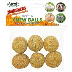 Exotic Nutrition Munchers Marigold & Timothy Chew Balls Small Animal Treats, 6 count