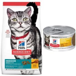 Hill's Science Diet Adult Indoor Chicken Recipe Dry Cat Food, 15.5-lb bag + Hill's Science Diet Adult Urinary Hairball Control Savory Chicken Entree Canned Cat Food, 2.9-oz, case of 26