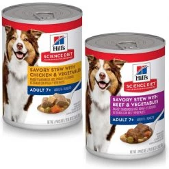 Hill's Science Diet Adult 7+ Savory Stew with Chicken & Vegetables + Savory Stew with Beef & Vegetables Canned Dog Food