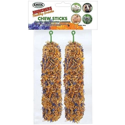 Exotic Nutrition Munchers Sticks w/ Cornflowers & Marigolds Small Pet Treats, 2 count 1 Exotic Nutrition Munchers Sticks w/ Cornflowers & Marigolds Small Pet Treats, 2 count