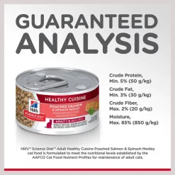 Hill's Science Diet Adult Healthy Cuisine Poached Salmon & Spinach Medley Canned Cat Food -Science Diet || Exotic Nutrition Sales 94020 PT6. SY630 V1598145058